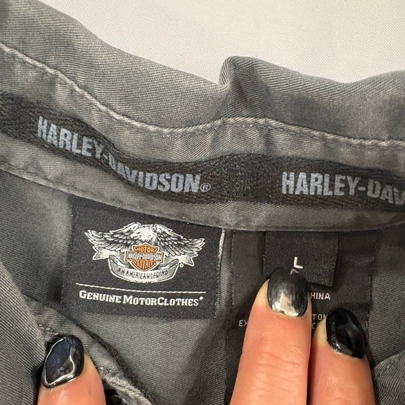 Harley-Davidson Men's Winged Logo Button Down Gray Size L - Picture 6 of 8